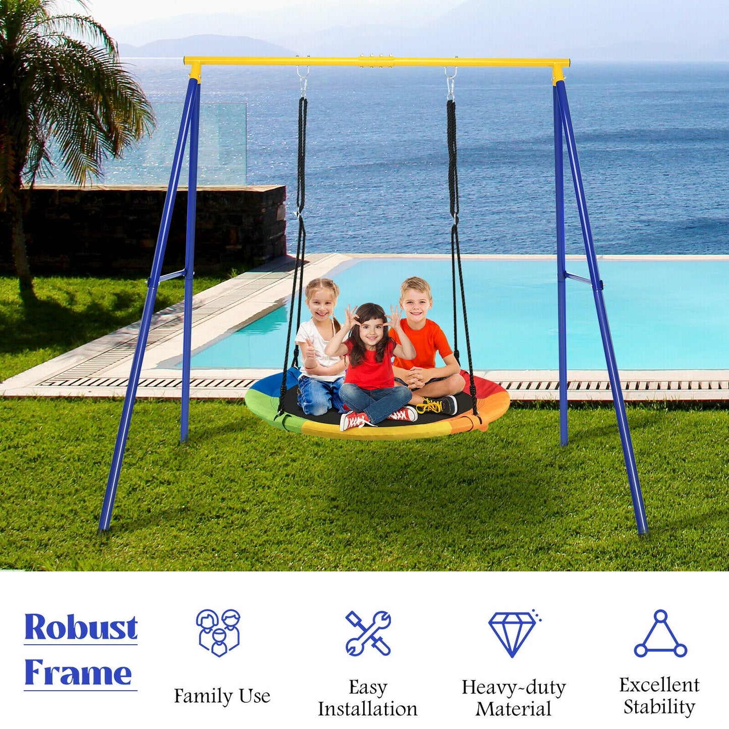 Extra Large Heavy Duty A-Frame Steel Swing Stand Kids Crystal