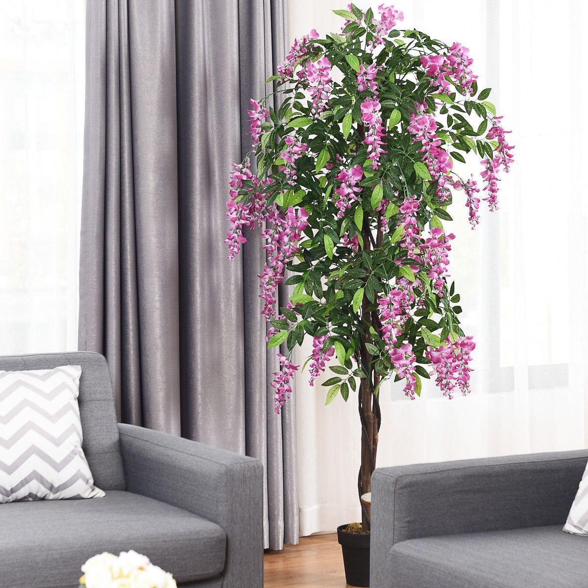 6-Feet Artificial Wisteria Silk Indoor-Outdoor Tree-1 Piece Kids Crystal