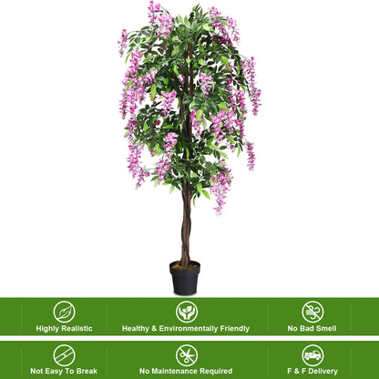 6-Feet Artificial Wisteria Silk Indoor-Outdoor Tree-1 Piece