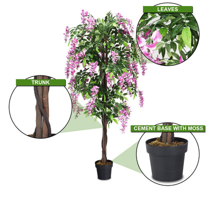 6-Feet Artificial Wisteria Silk Indoor-Outdoor Tree-1 Piece