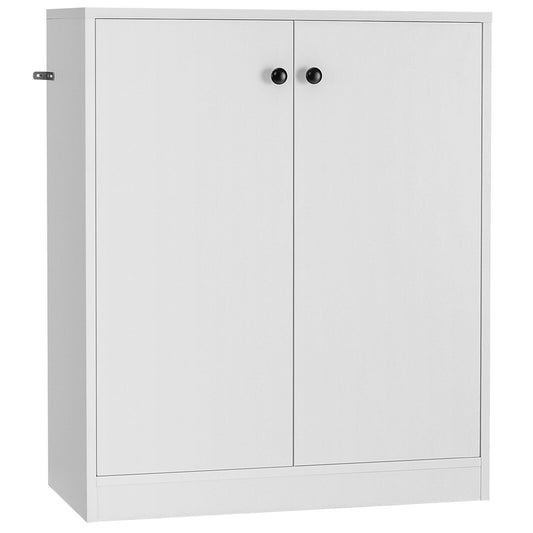2 Door Storage Base Cabinet with 3-Tier Shelf-White Kids Crystal