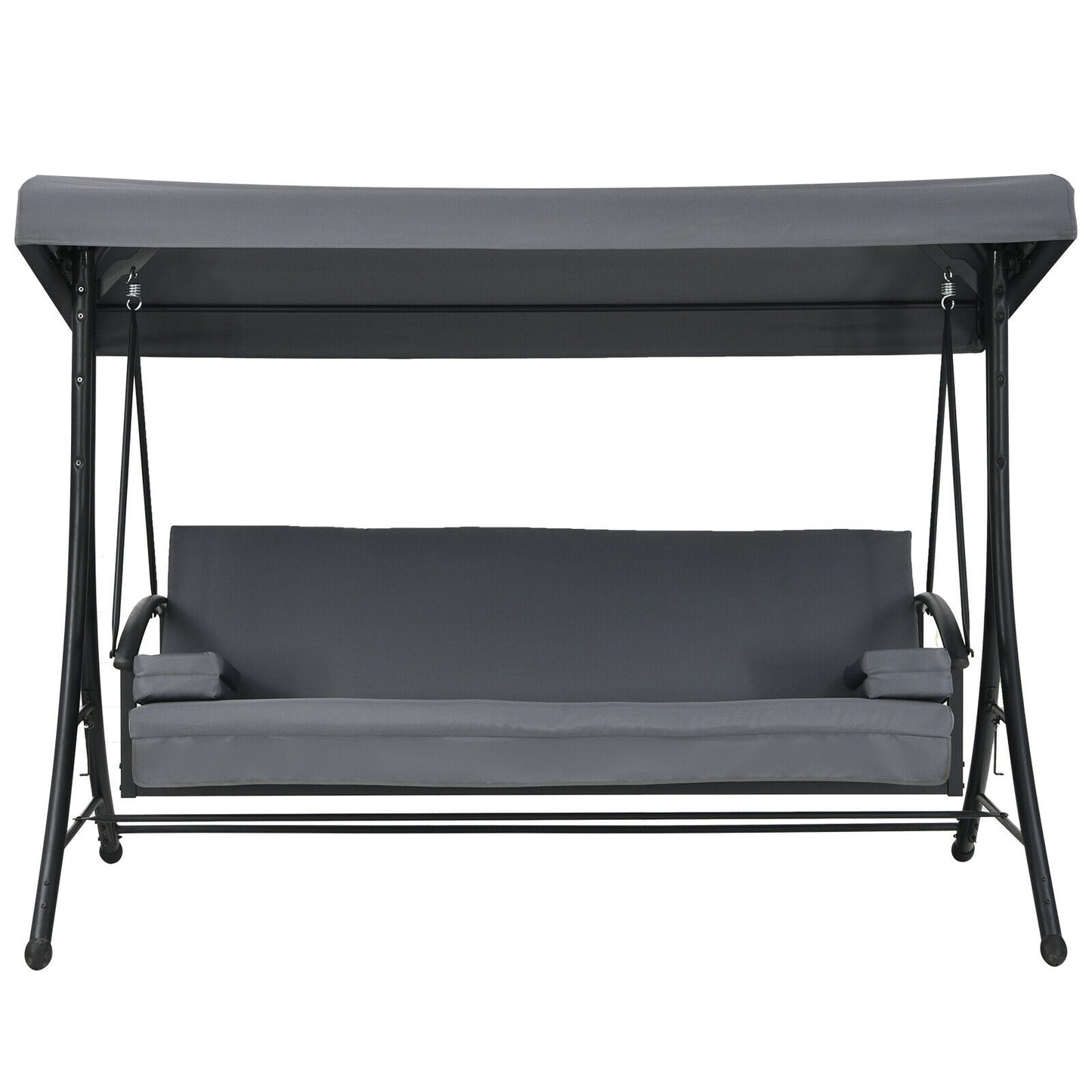 3-Seat Patio Outdoor Swing with Adjustable Tilt Canopy-Gray Kids Crystal