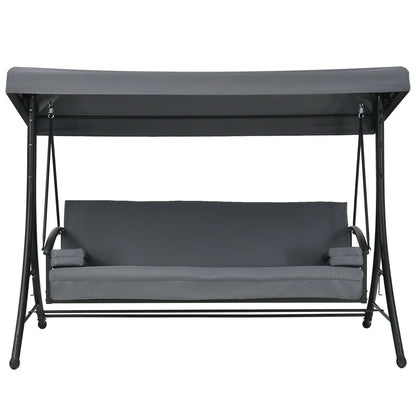 3-Seat Patio Outdoor Swing with Adjustable Tilt Canopy-Gray