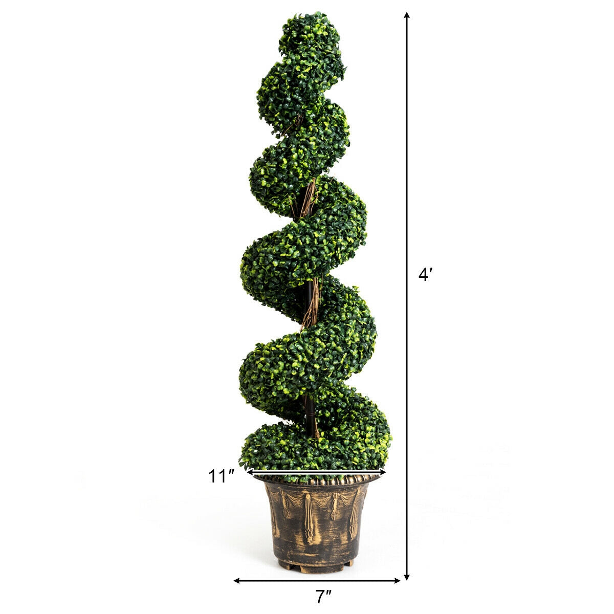 2 Pieces 4 Feet Artificial Décor Green Boxwood Spiral Tree Set Kids Crystal