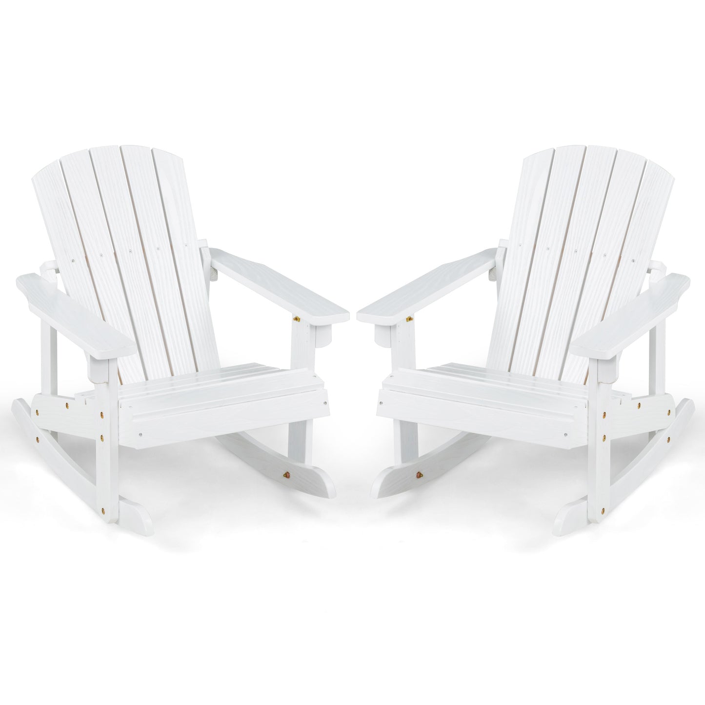 Outdoor Wooden Kid Adirondack Rocking Chair with Slatted Seat-White