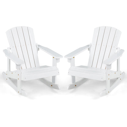 Outdoor Wooden Kid Adirondack Rocking Chair with Slatted Seat-White