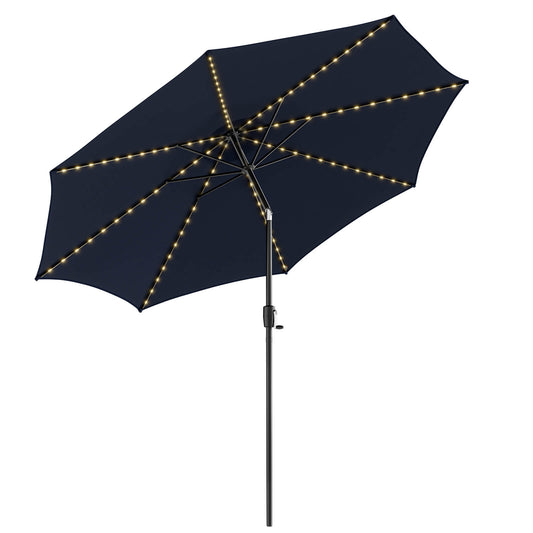 10 Feet Patio Umbrella with 112 Solar Lights and Crank Handle-Navy Kids Crystal