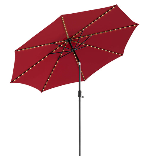 10 Feet Patio Umbrella with 112 Solar Lights and Crank Handle-Wine Kids Crystal