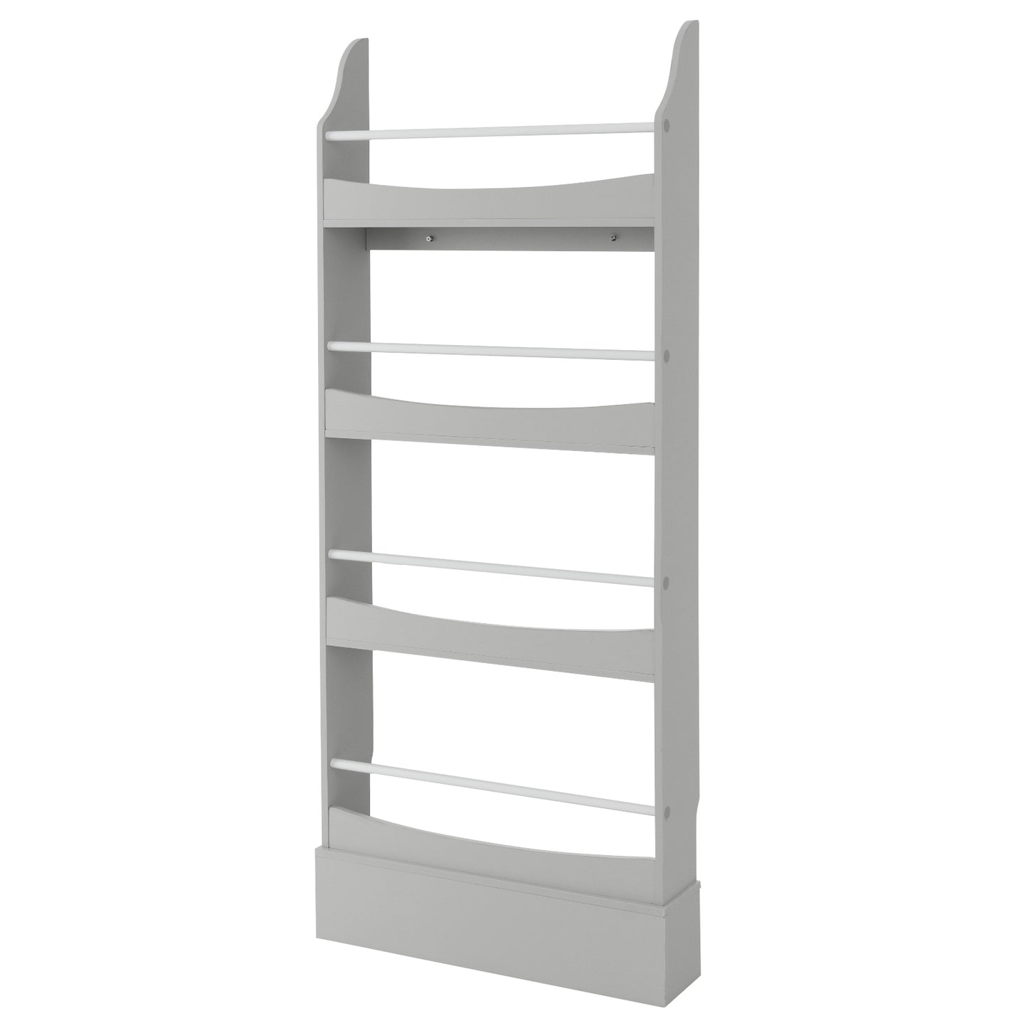 4-Tier Bookshelf with 2 Anti-Tipping Kits for Books and Magazines-Gray Kids Crystal