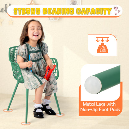 4 Pieces Kids Chairs with Curved Backrest and Ergonomic Armrests