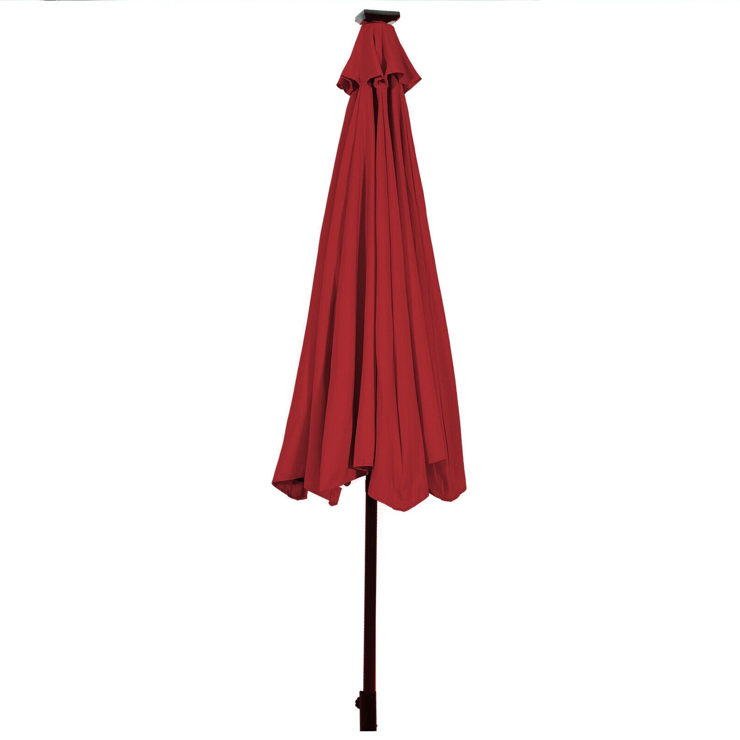 10' Solar LED Lighted Patio Market Umbrella Shade Tilt Adjustment Crank-Burgundy Kids Crystal