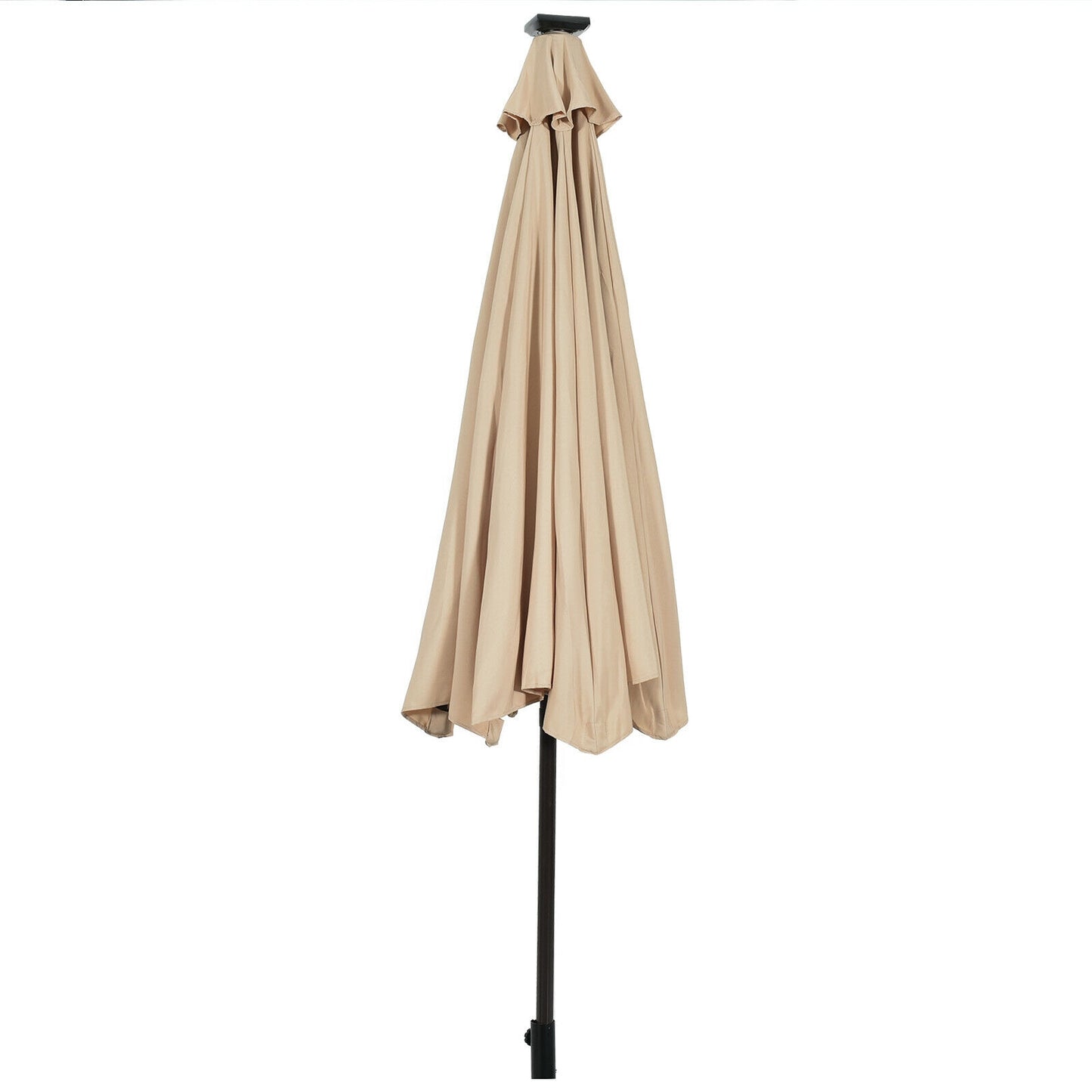 10' Solar LED Lighted Patio Market Umbrella Shade Tilt Adjustment Crank-Beige Kids Crystal