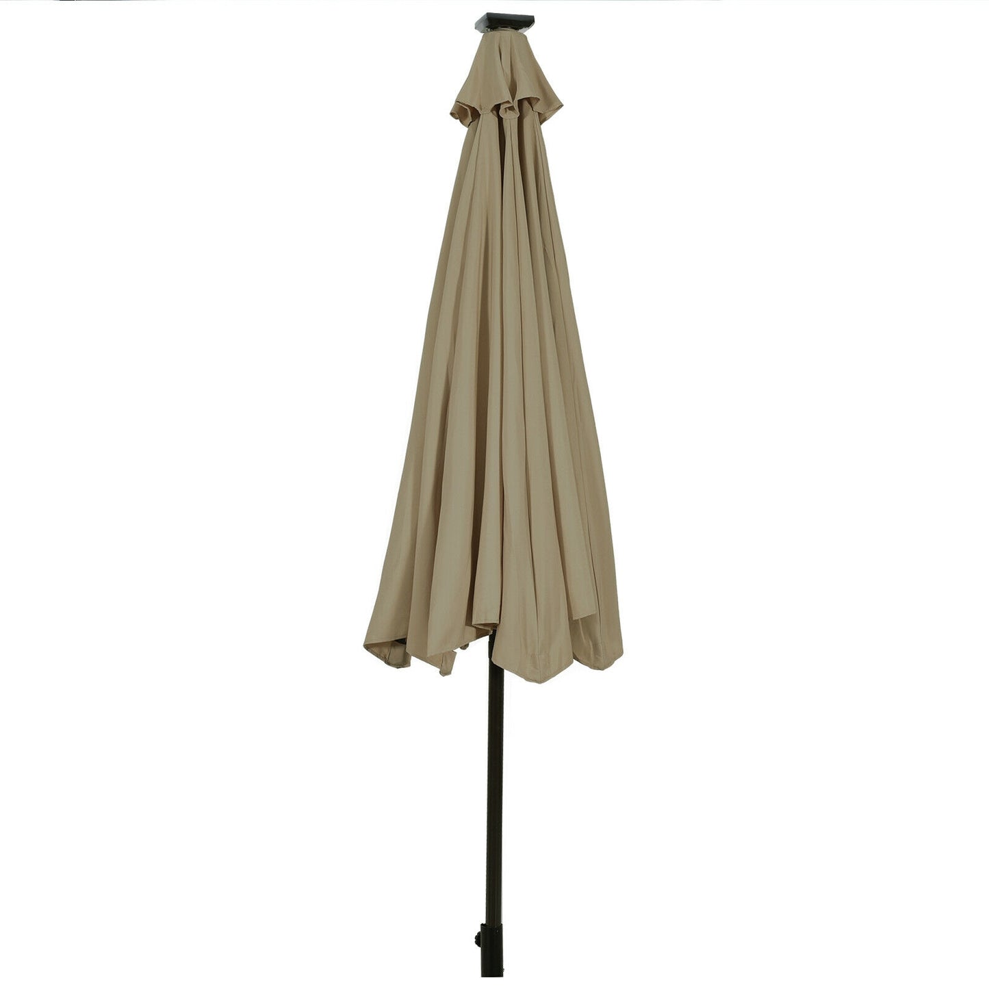 10' Solar LED Lighted Patio Market Umbrella Shade Tilt Adjustment Crank-Tan Kids Crystal