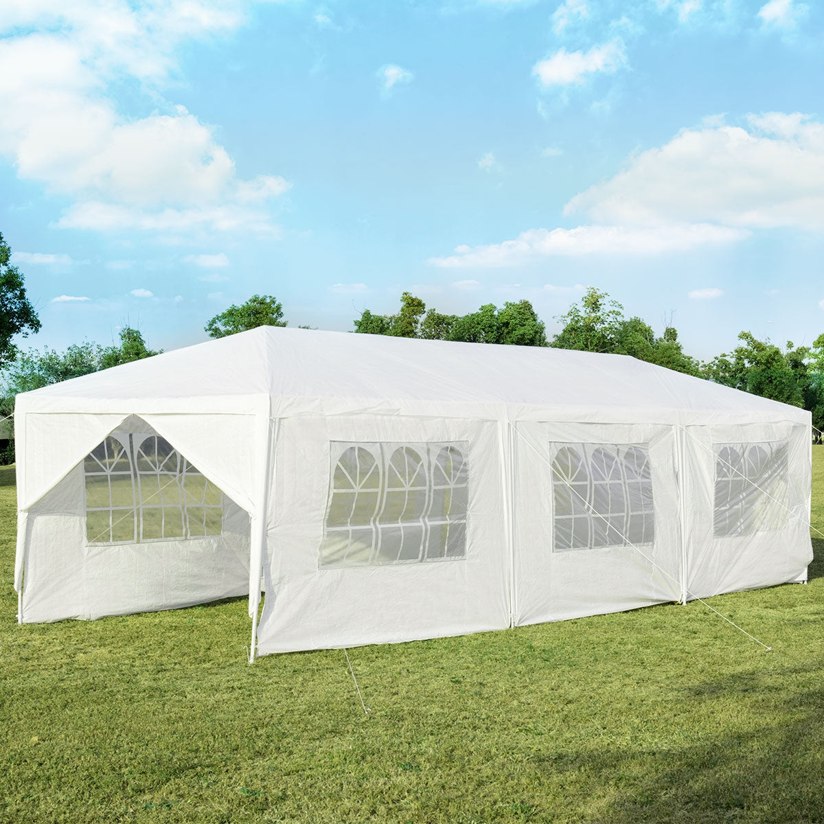 10 x 30 Feet Outdoor Canopy Tent with 6 Removable Sidewalls and 2 Doorways-White Kids Crystal