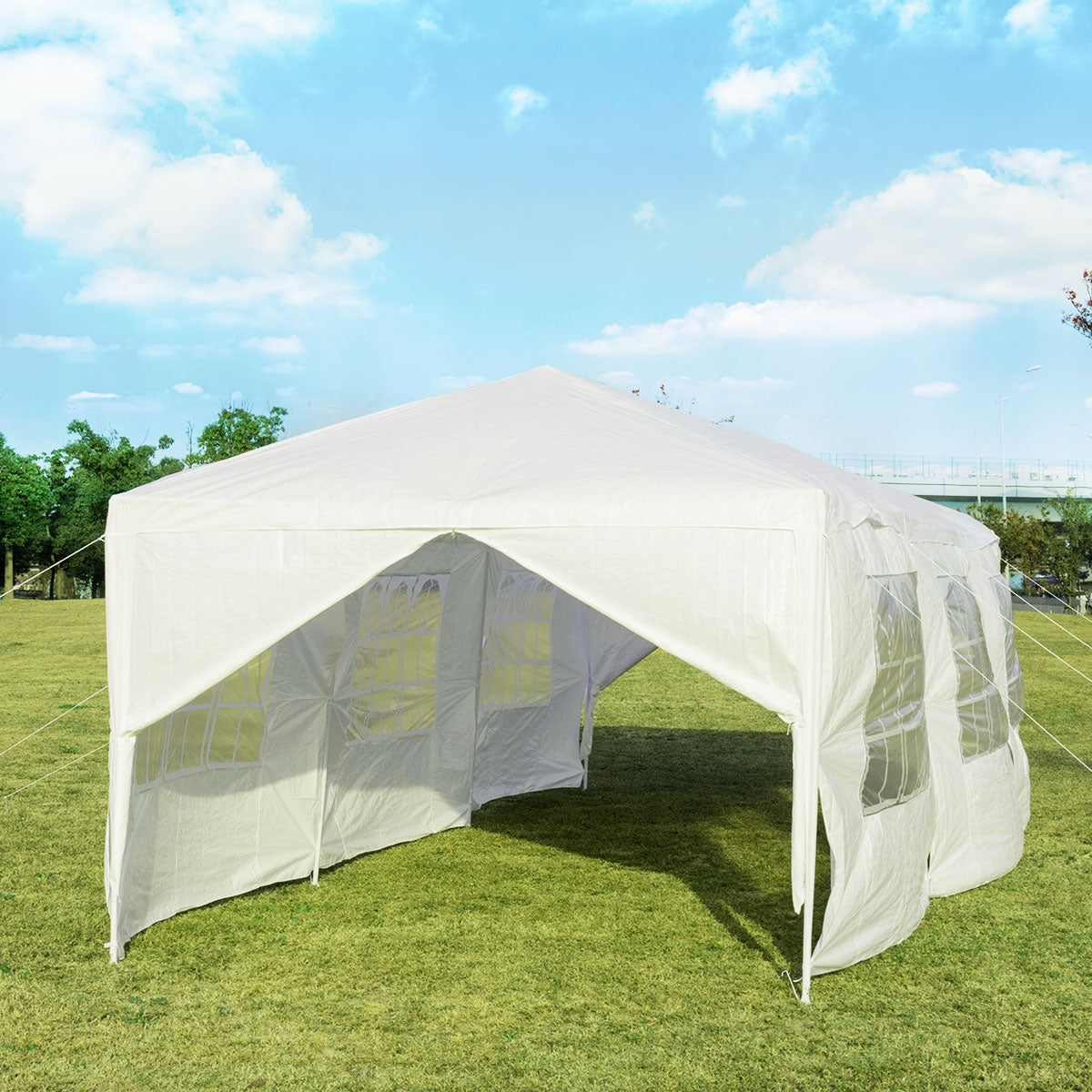 10 x 30 Feet Outdoor Canopy Tent with 6 Removable Sidewalls and 2 Doorways-White Kids Crystal