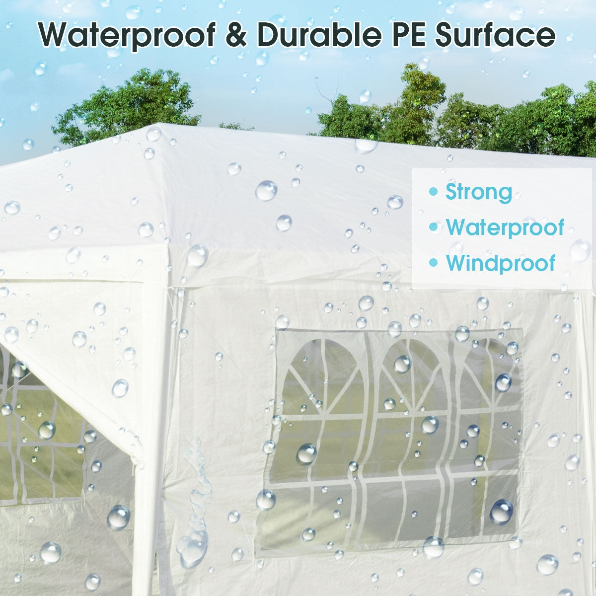 10 x 30 Feet Outdoor Canopy Tent with 6 Removable Sidewalls and 2 Doorways-White Kids Crystal