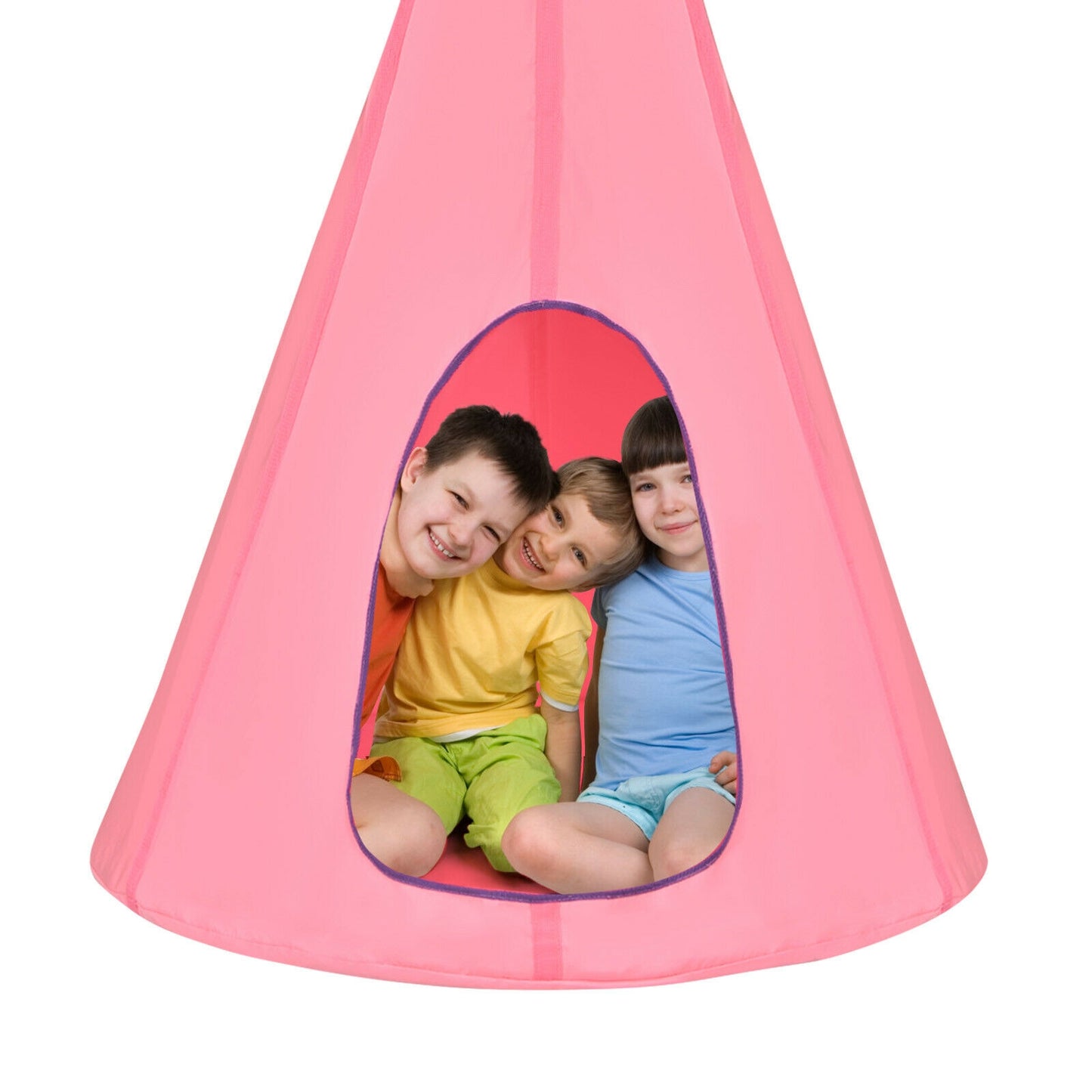 40 Inch Kids Nest Swing Chair Hanging Hammock Seat for Indoor Outdoor-Pink Kids Crystal