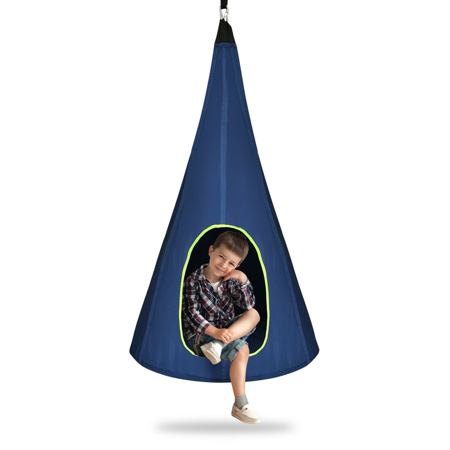 40 Inch Kids Nest Swing Chair Hanging Hammock Seat for Indoor Outdoor-Blue Kids Crystal