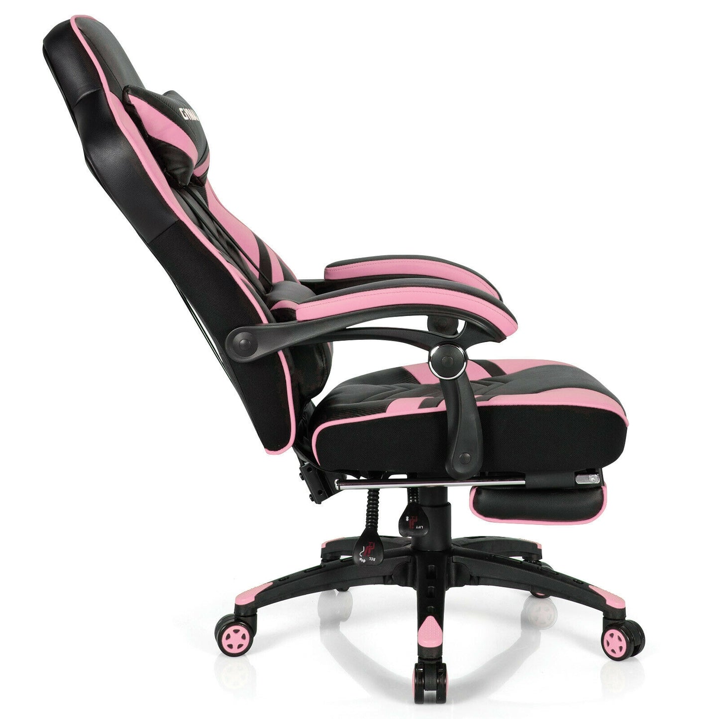 Adjustable Gaming Chair with Footrest for Home Office-Pink Kids Crystal