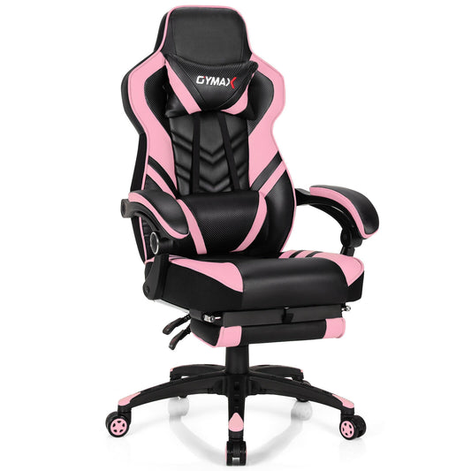 Adjustable Gaming Chair with Footrest for Home Office-Pink Kids Crystal