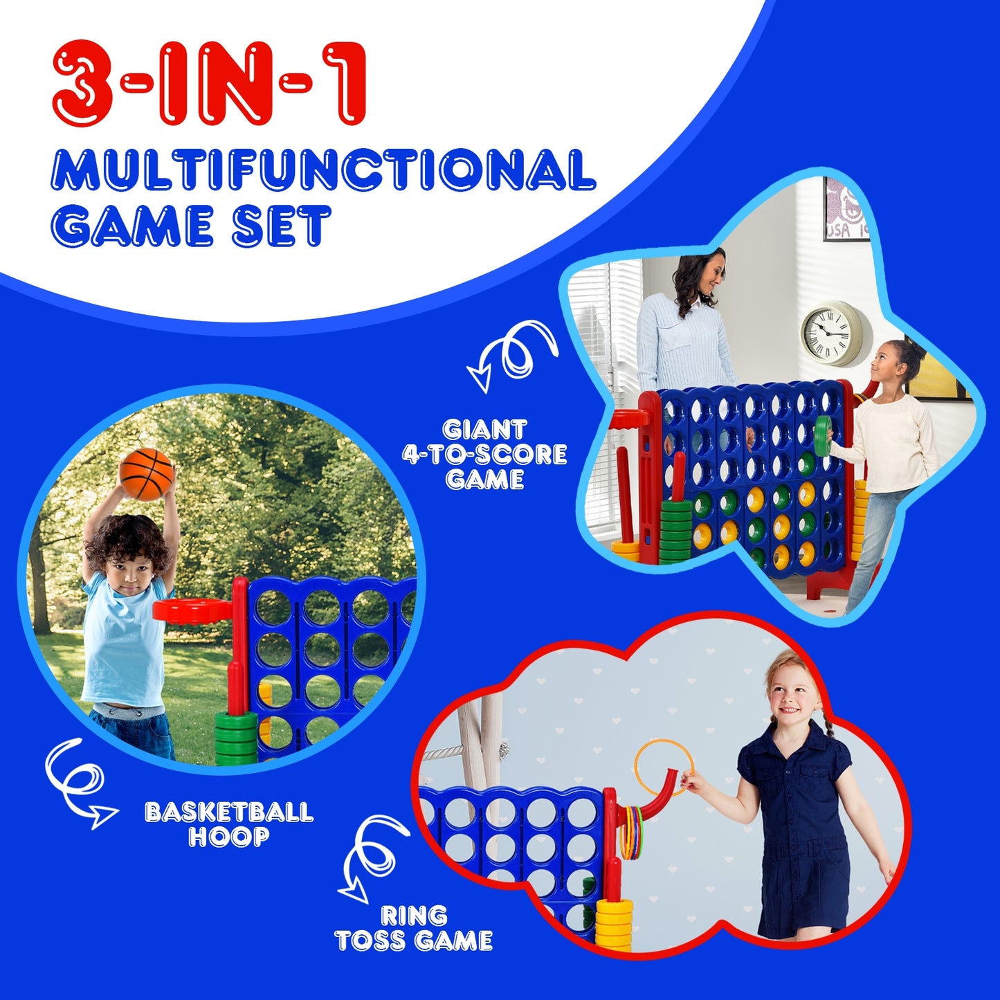 2.5ft 4-to-Score Giant Game Set-Red Kids Crystal