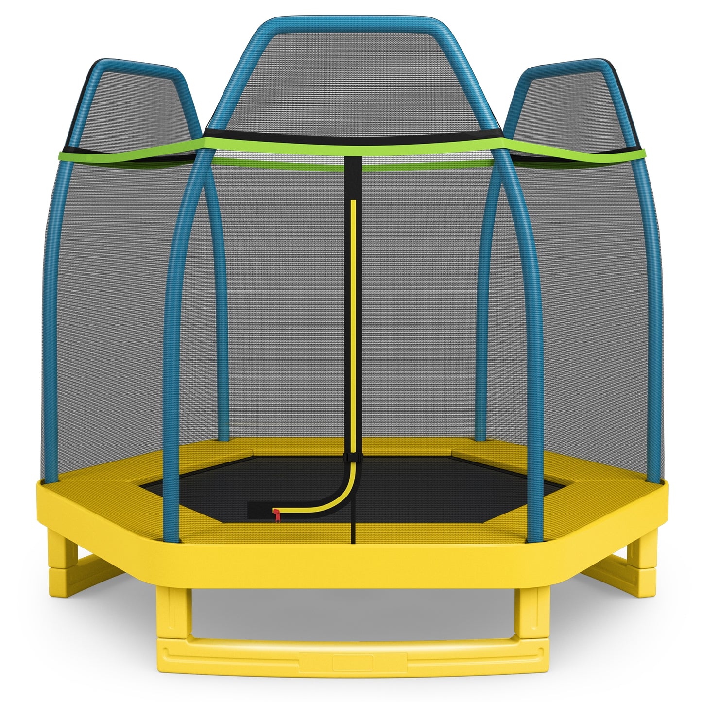 7 ft Kids Trampoline W/ Safety Enclosure Net-Yellow Kids Crystal