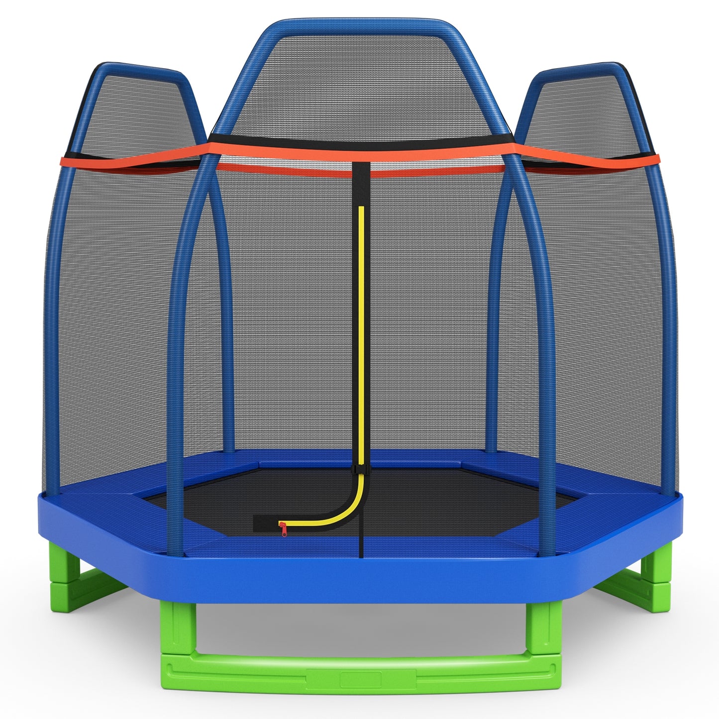 7 Ft Kids Trampoline W/ Safety Enclosure Net-Blue Kids Crystal