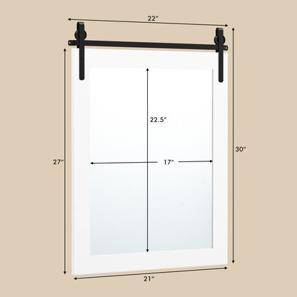 30 x 22 Inch Wall Mount Mirror with Wood Frame-White