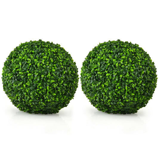 2 Pieces 15.7 Inch Artificial Boxwood Topiary Ball Tree Set Kids Crystal