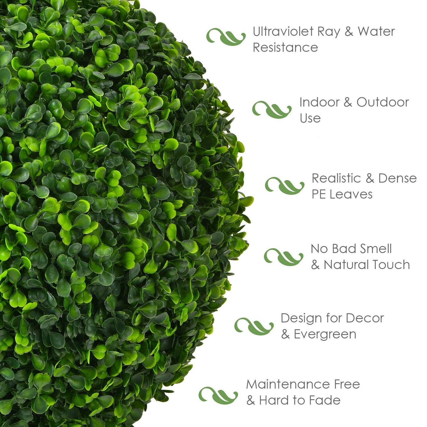 2 Pieces 15.7 Inch Artificial Boxwood Topiary Ball Tree Set Kids Crystal