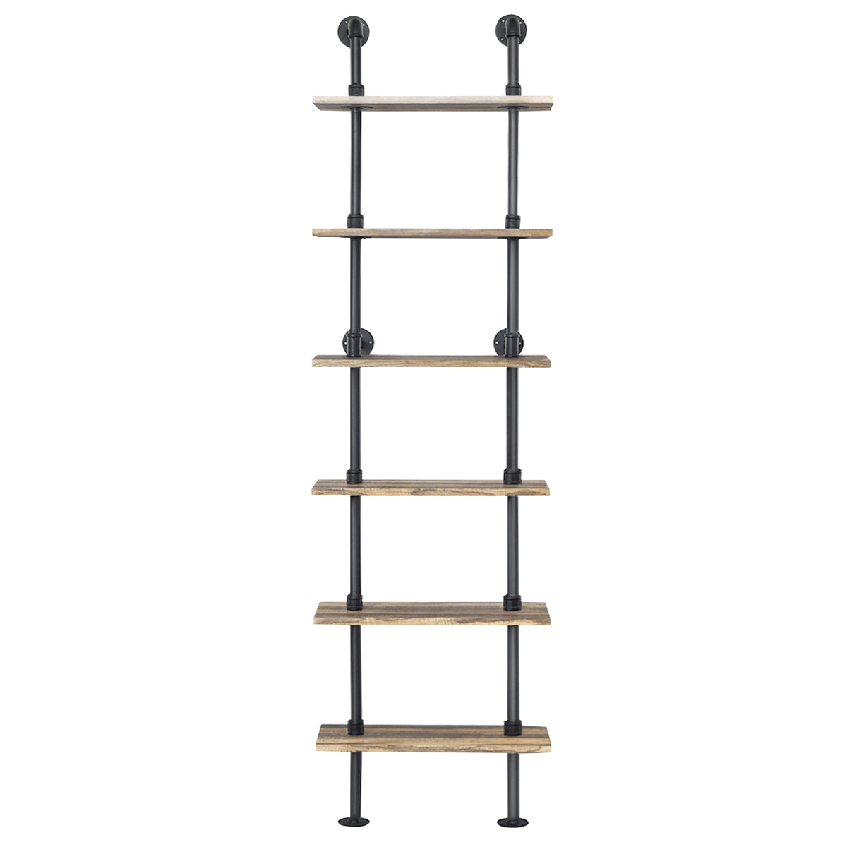 6-Tier Industrial Wall Mounted Pipe Shelves Kids Crystal