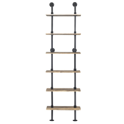 6-Tier Industrial Wall Mounted Pipe Shelves
