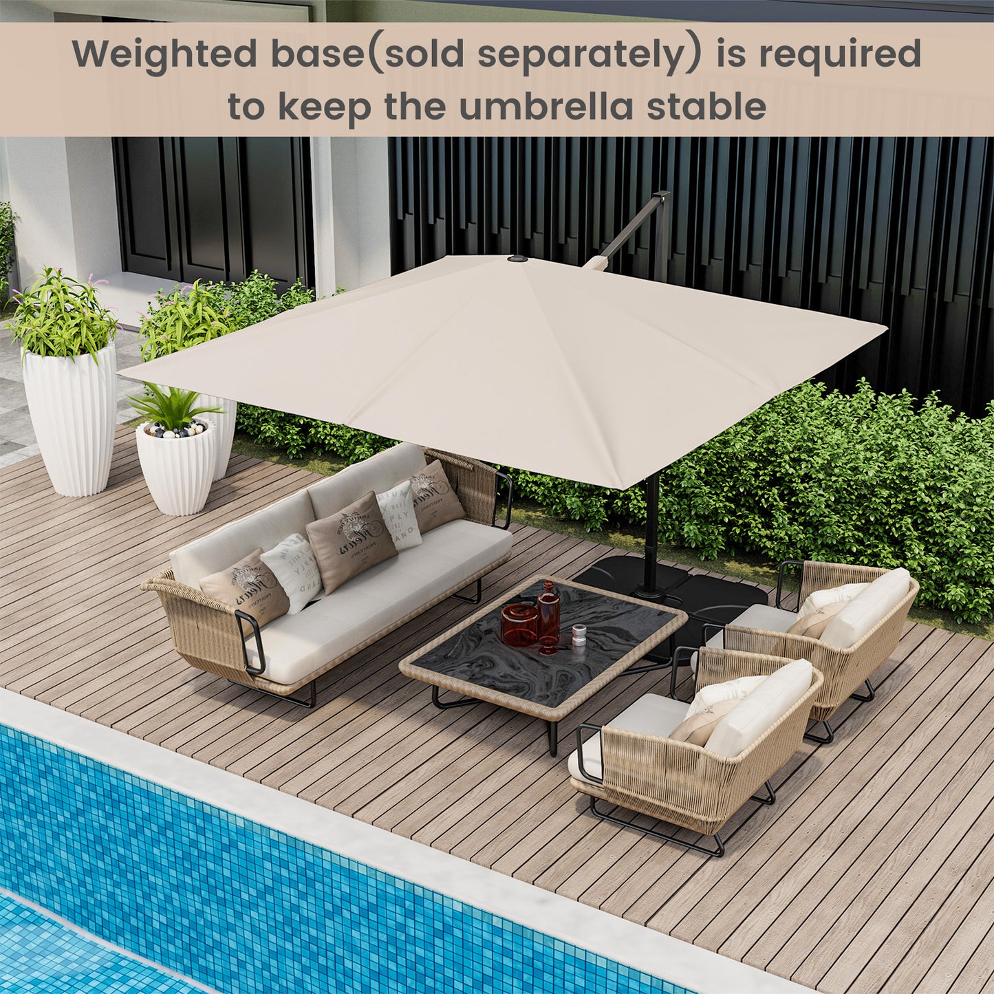 9.5 Feet Square Patio Cantilever Umbrella with 360° Rotation-Beige Kids Crystal