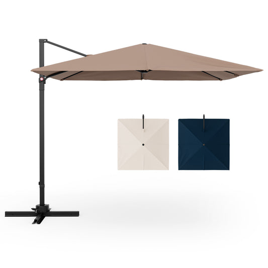 9.5 Feet Square Patio Cantilever Umbrella with 360° Rotation-Coffee Kids Crystal
