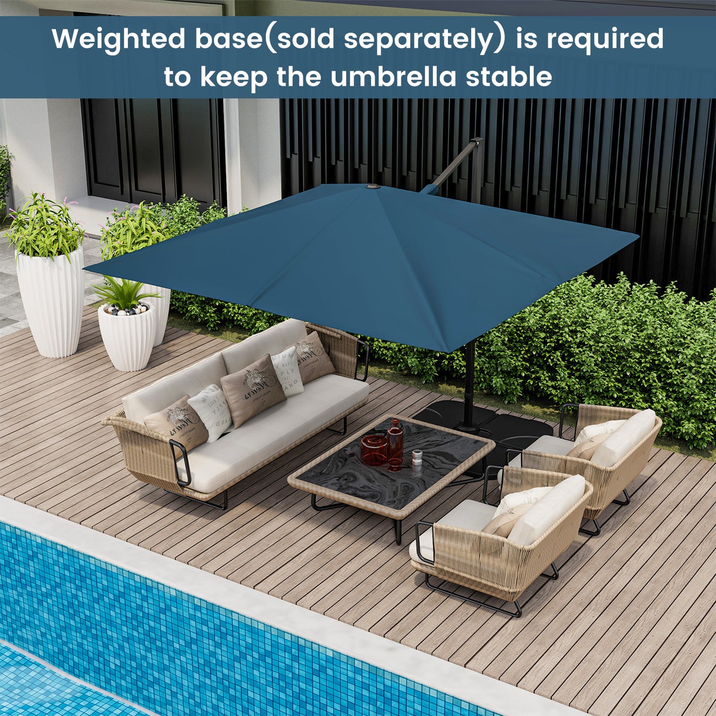 9.5 Feet Square Patio Cantilever Umbrella with 360° Rotation-Navy Kids Crystal