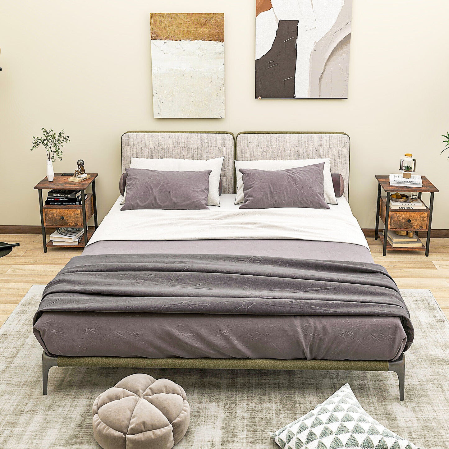 1/2 Pieces 3-Tier Nightstand with Charging Station and Drawer-Set of 2 Kids Crystal