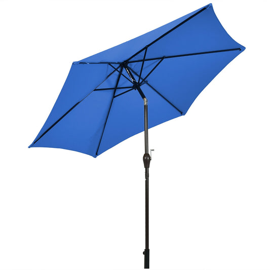 9ft Patio Market Table Umbrella with Push Button Tilt and Crank-Blue Kids Crystal