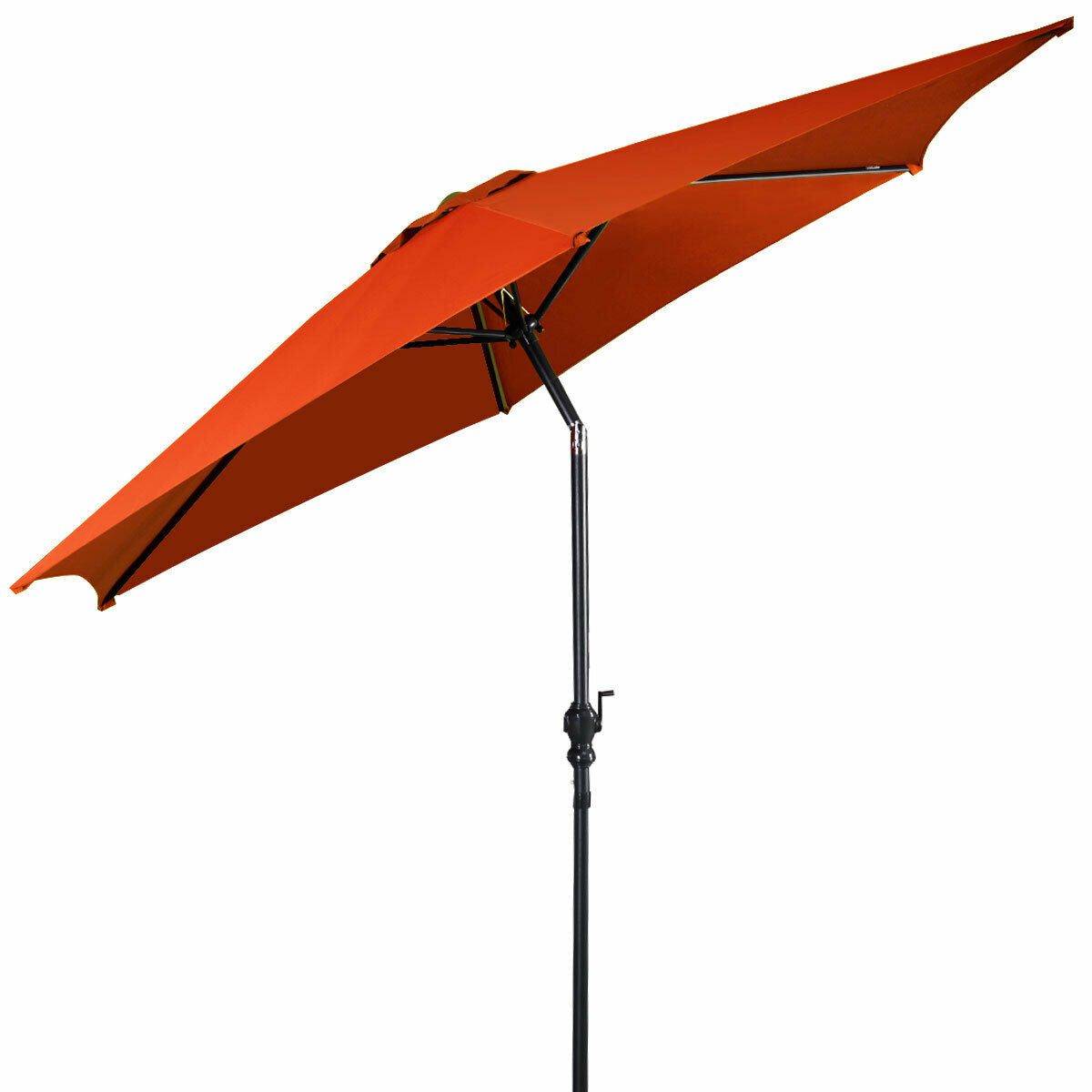 9ft Patio Market Table Umbrella with Push Button Tilt and Crank-Orange Kids Crystal