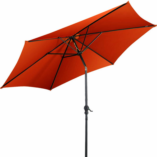 9ft Patio Market Table Umbrella with Push Button Tilt and Crank-Orange Kids Crystal