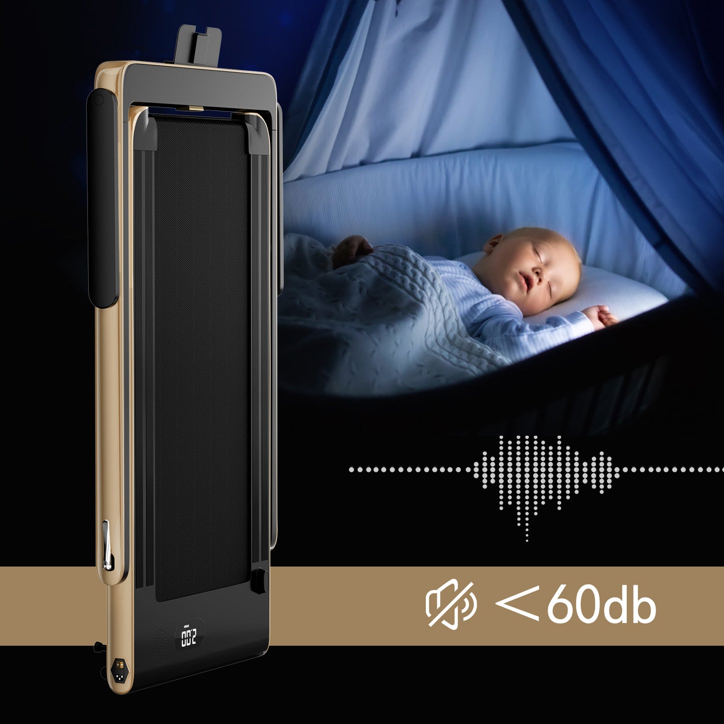 2.25HP 2 in 1 Folding Treadmill with APP Speaker Remote Control-Yellow Kids Crystal