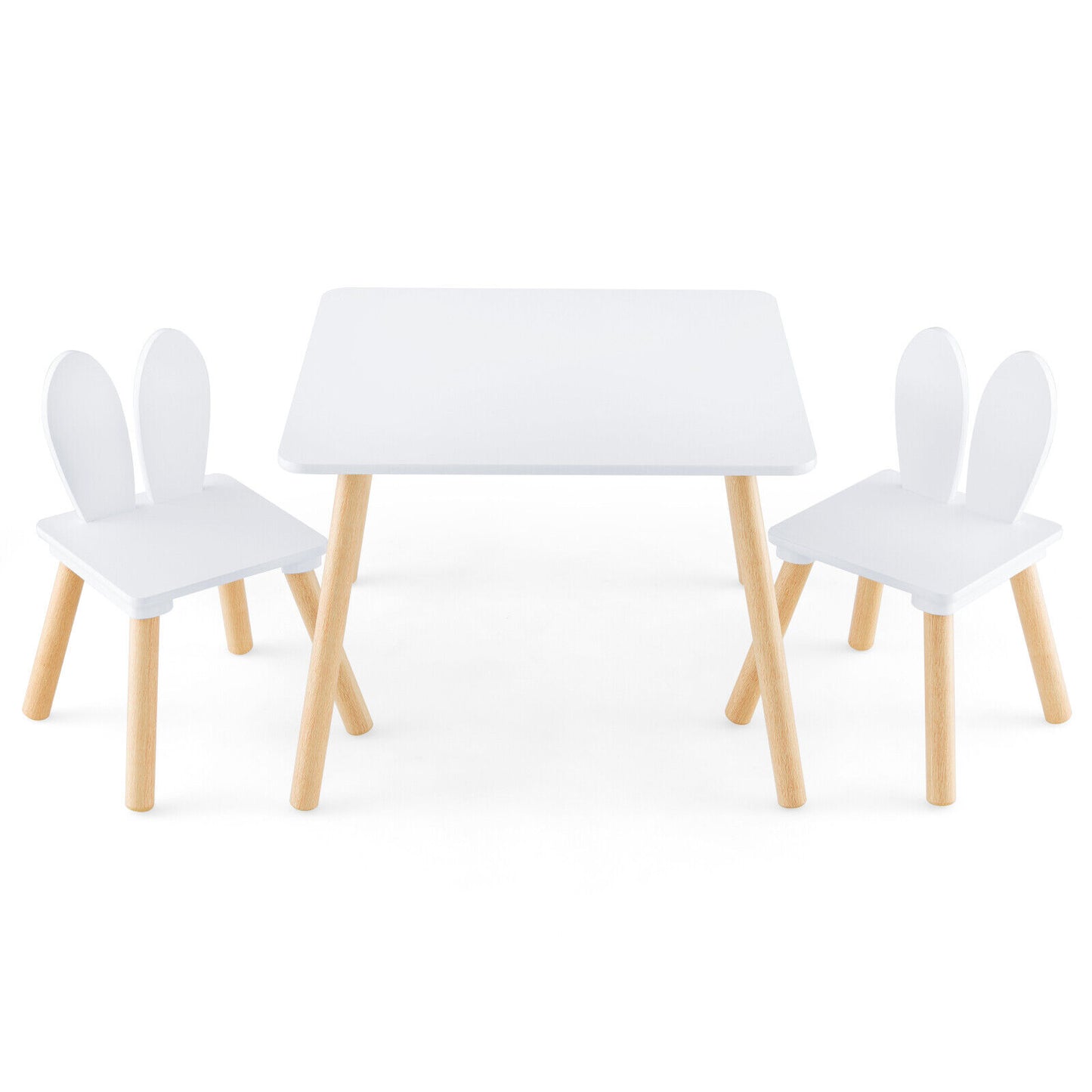 3 Pieces Kids Table and Chairs Set for Arts Crafts Snack Time-White Kids Crystal