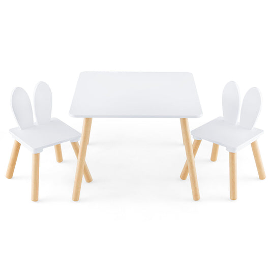 3 Pieces Kids Table and Chairs Set for Arts Crafts Snack Time-White Kids Crystal