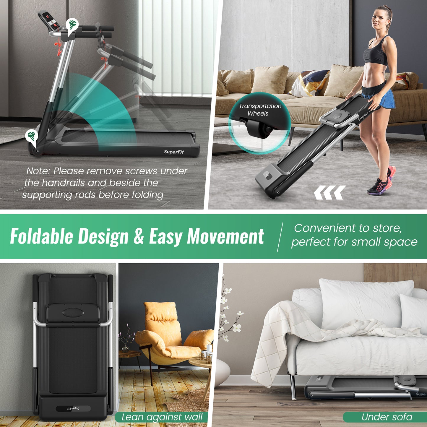 2.25 HP Foldable Treadmill with APP Control and LED Display Kids Crystal