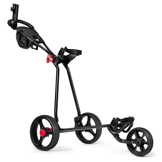 3 Wheel Durable Foldable Steel Golf Cart with Mesh Bag Kids Crystal