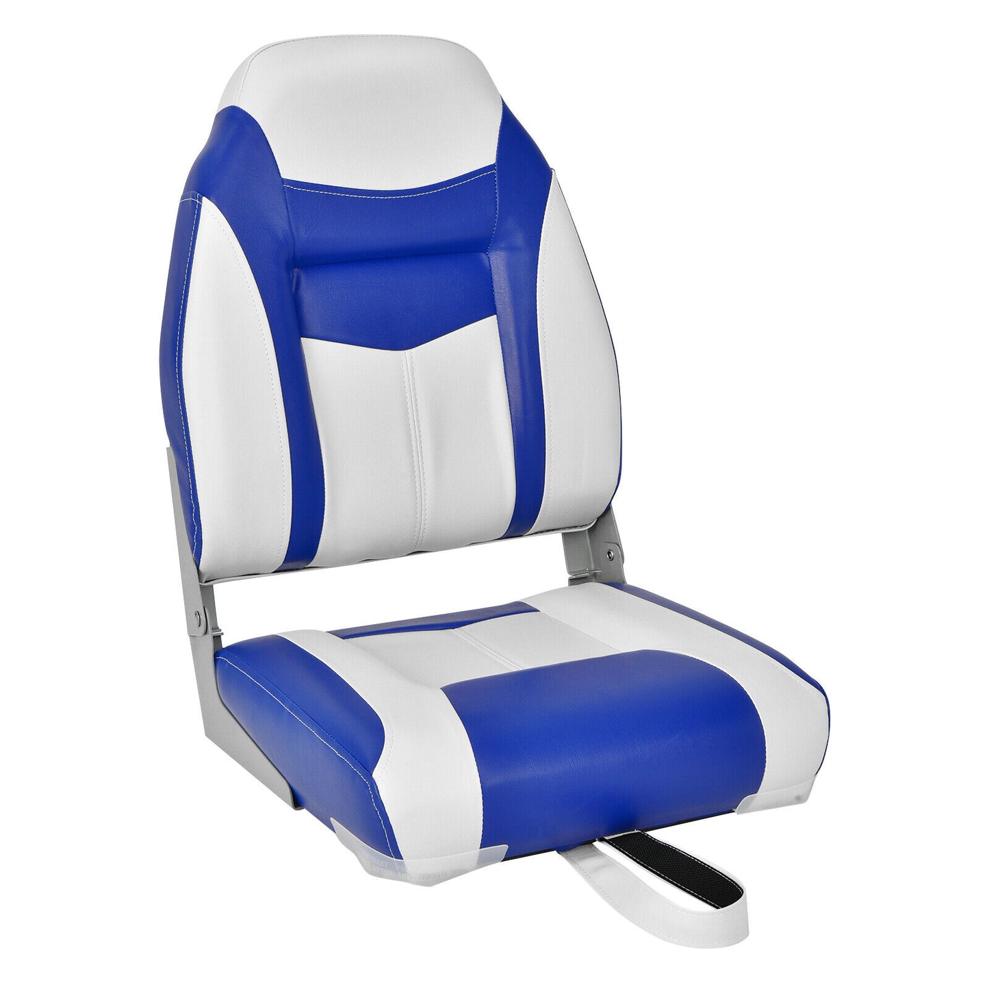 2 Pieces High Back Folding Boat Seat Set with Sponge Cushion-Blue Kids Crystal