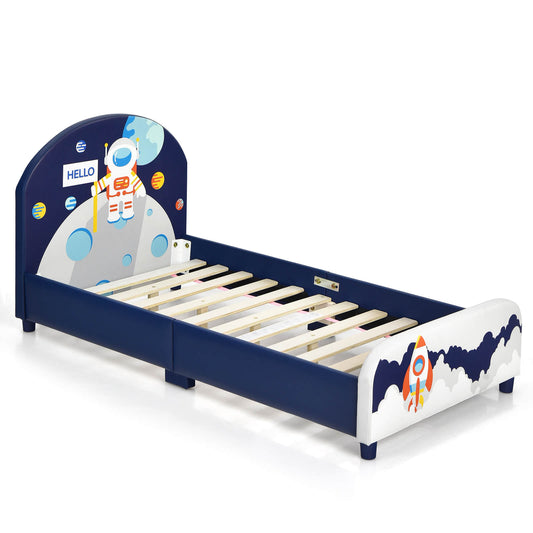 Kids Upholstered Platform Bed with Headboard and Footboard Kids Crystal