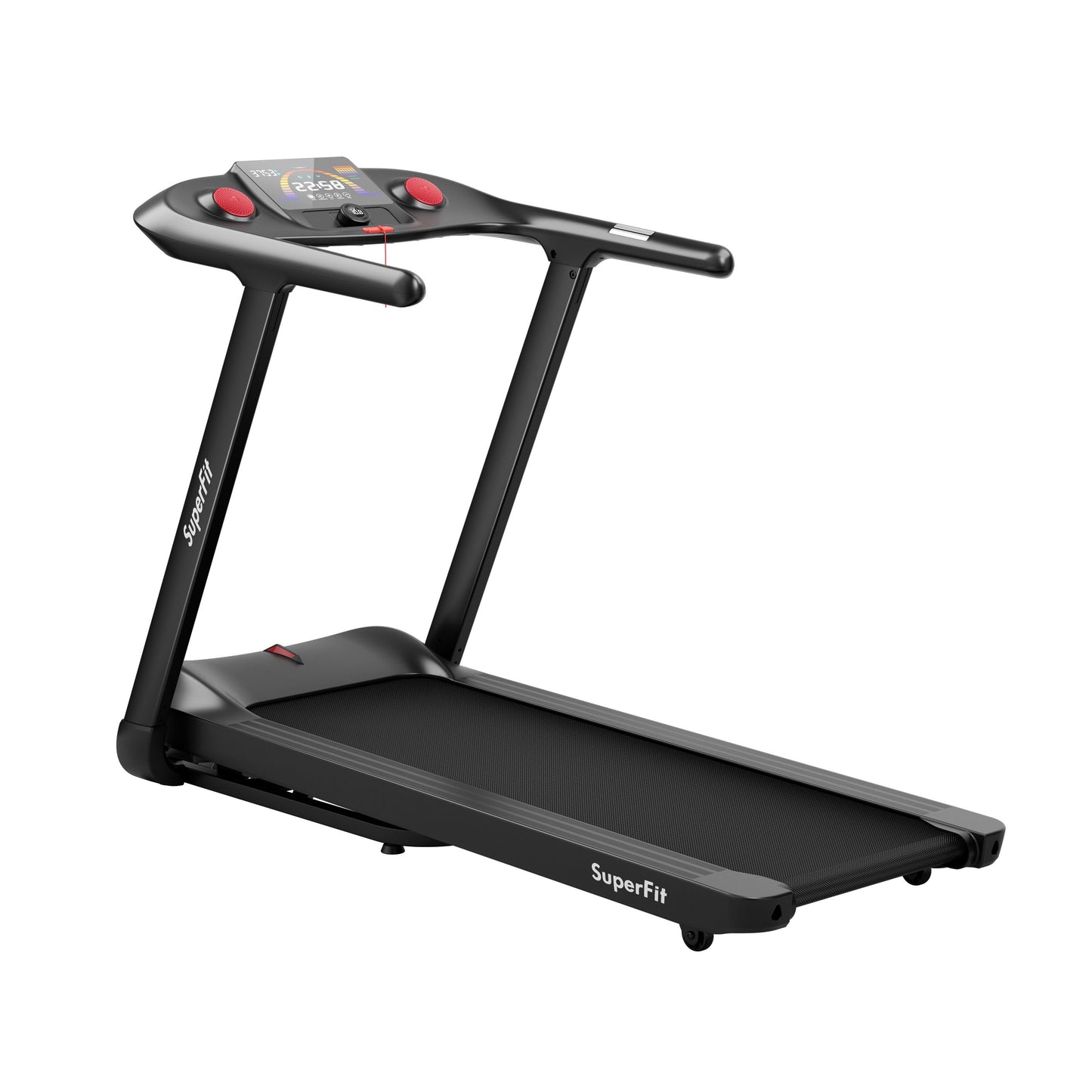 4.75HP Folding Treadmill with Preset Programs Touch Screen Control-Black Kids Crystal