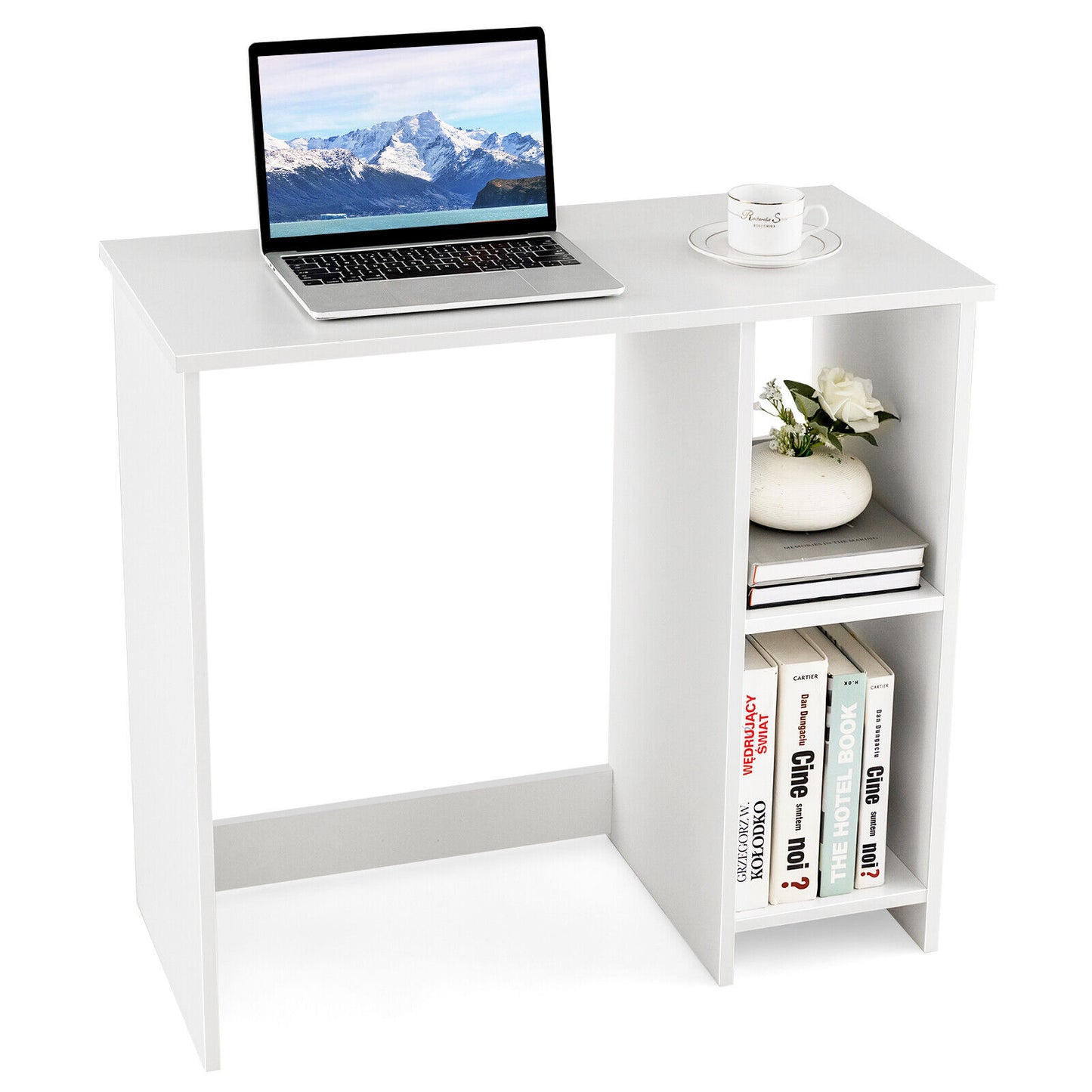 31.5 Inch  Modern Home Office Desk with 2 Compartments-White Kids Crystal