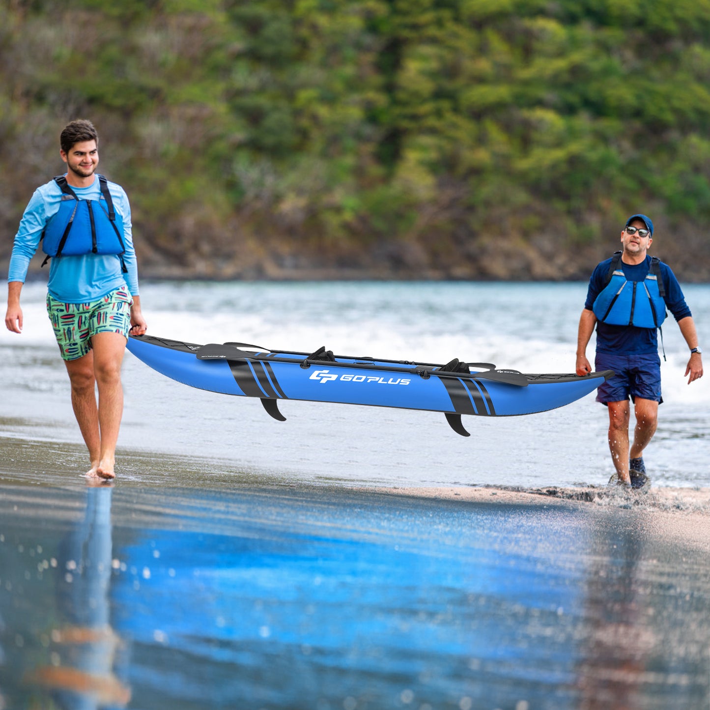 Inflatable 2-person Kayak Set with Aluminium Oars and Repair Kit-Blue Kids Crystal