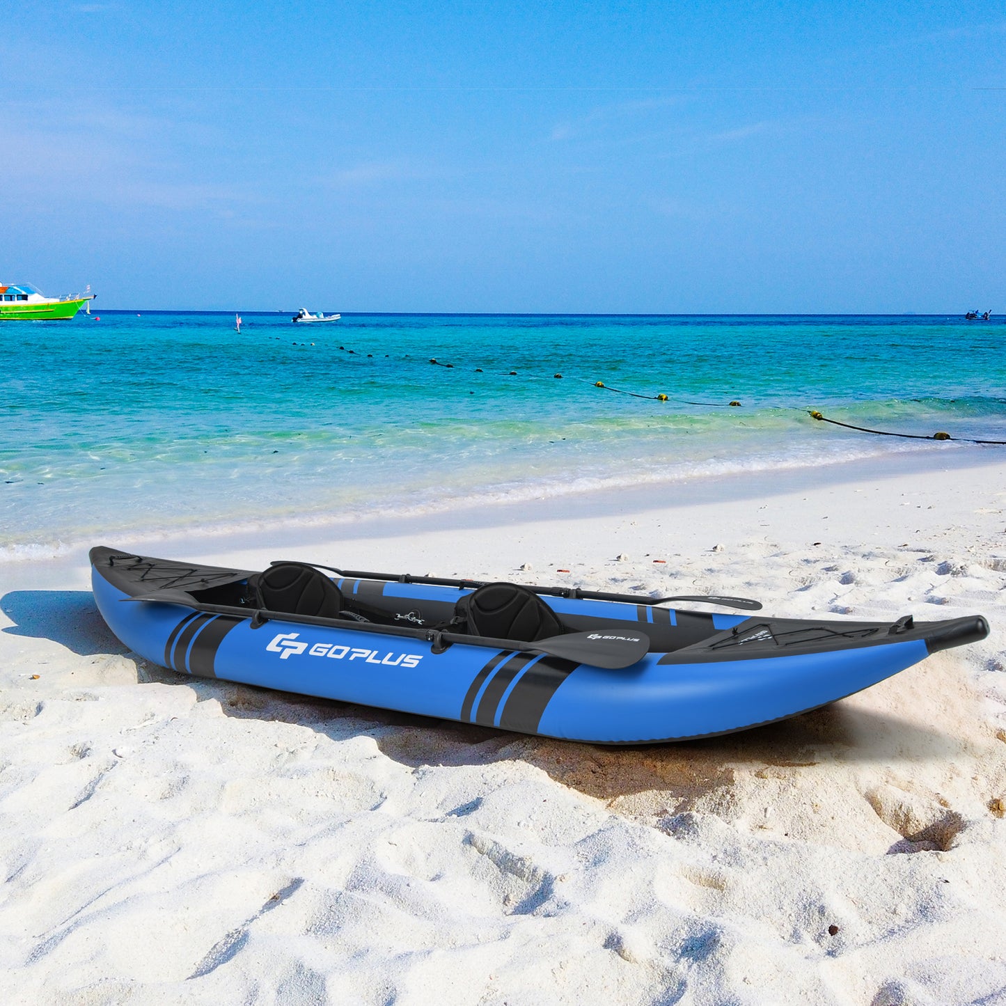 Inflatable 2-person Kayak Set with Aluminium Oars and Repair Kit-Blue Kids Crystal